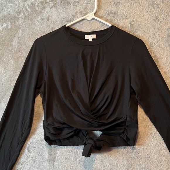 A.L.C Juliette Long Sleve Top Criss Cross Wrap Front Size Small‎ Black Ballet - Picture 3 of 7